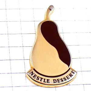 ピンバッジ・ラフランス洋ナシ梨フルーツ果物ゴールド金色 NESTLE SWISS