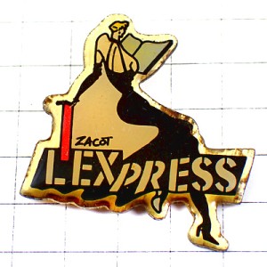 ピンバッジ・本を読むレディ黒いドレスの女性エクスプレス雑誌 L-EXPRESS MAGAZINE HUMOUR ZACOT FRANCE