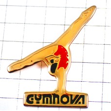 ピンバッジ・赤いレオタード女子選手逆立ち体操 GYMNOVA FRANCE