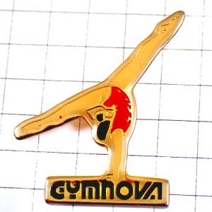 ピンバッジ・赤いレオタード女子選手逆立ち体操 GYMNOVA FRANCE