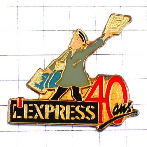 ピンバッジ・街の中の雑誌売りエクスプレス誌40周年 L-EXPRESS MAGAZINE FRANCE