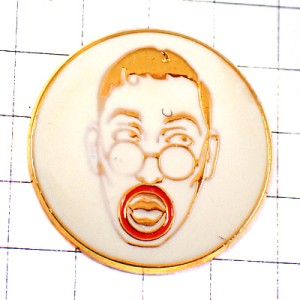 ピンバッジ・眼鏡の男メガネ赤い丸