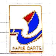 ピンバッジ・パリのセーヌ川の帆船ボート青白赤トリコロール PARIS-CARTES PARIS LOGO FRANCE