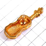 ピンバッジ・金色のバイオリン楽器ゴールド音楽