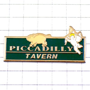 ピンバッジ・豚と天使エンジェル弓矢ブタ英国イギリスUKピカデリー PICCADILLY-TAVERN MANCHESTER ENGLAND
