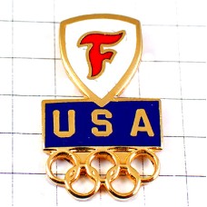 ピンバッジ・ファイヤーストーン「Ｆ」赤い文字オリンピック五輪アメリカ/USAチーム米国 FIRESTONE USA