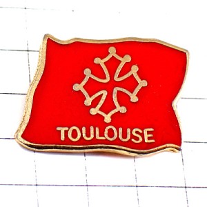 ピンバッジ・トゥールーズ赤い旗オック地方の十字 TOULOUSE CROIX OCCITANIE