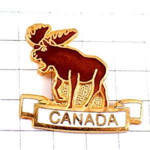 ピンバッジ・カナダの大鹿シカ茶色い大きな角 ELAN CANADA
