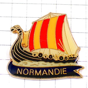 ピンバッジ・ノルマンディ帆船バイキング海 NORMANDIE DRAKAR VIKING FRANCE