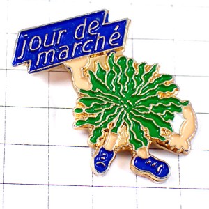 ピンバッジ・葉っぱくん青いスニーカー靴マルシェの日 JOUR-DE-MARCHE FRANCE
