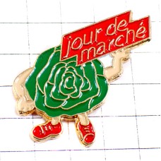 ピンバッジ・レタス葉っぱくん赤いスニーカー靴マルシェの日 JOUR-DE-MARCHE FRANCE