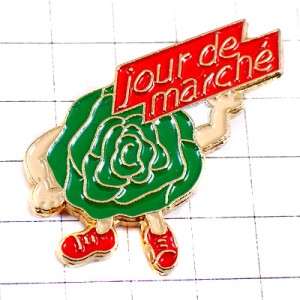 ピンバッジ・レタス葉っぱくん赤いスニーカー靴マルシェの日 JOUR-DE-MARCHE FRANCE