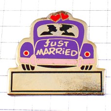 ピンバッジ・新婚カップル車ハネムーン結婚 JUST-MARRIED