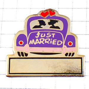 ピンバッジ・新婚カップル車ハネムーン結婚 JUST-MARRIED