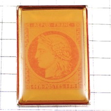 ピンバッジ・フランス郵便局ラポスト切手収集家マリアンヌ女の子 TIMBRE STAMP PHILATELIE FRANCE