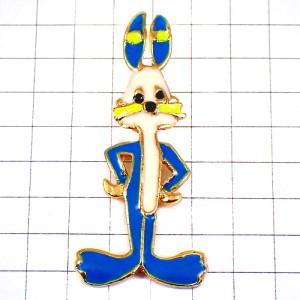 ピンバッジ・ブルー青いウサギ兎
