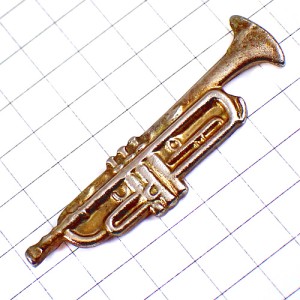ピンバッジ・トランペット音楽ゴールドくすんだ金色の楽器ミュージック
