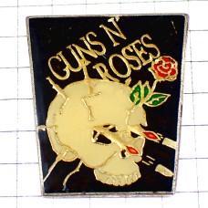 ピンバッジ・ガンズアンドローゼズ音楽ドクロ髑髏スカル頭バラ薔薇ローズ GUNS-N-ROSES USA