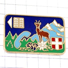 ピンバッジ・鹿と雪山のテレホンカード電話 MOUNTAIN SAVOIE EDELWEISS ALPS FRANCE