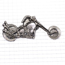ピンバッジ・チョッパー二輪バイク銀色ピューター製オートバイ CHOPPER