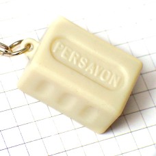 キーホルダー・ペルサボン石けん型しろい石鹸 PERSAVON SOAP SAVON-DE-MARSEILLE FRANCE