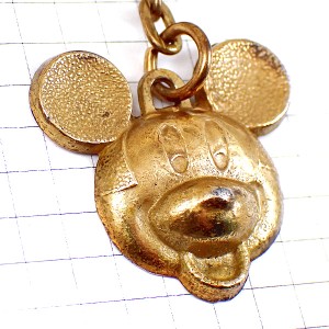 キーホルダー・ミッキーマウス金色ディズニー笑顔 DISNEY MICKEY