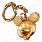 キーホルダー・ミッキーマウス金色ディズニー笑顔 DISNEY MICKEY