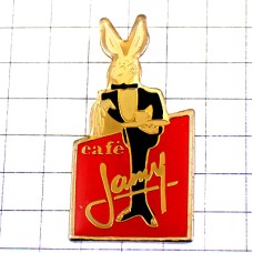 ピンバッジ・白ウサギのギャルソン給仕うさぎ蝶ネクタイ兎カフェ CAFE-JAMY FRANCE