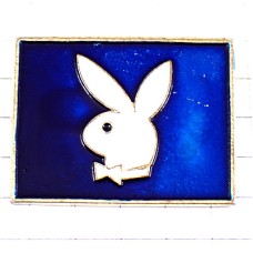 ピンバッジ・プレイボーイ蝶ネクタイの白いウサギ兎ブルー青 PLAYBOY MAGAZINE