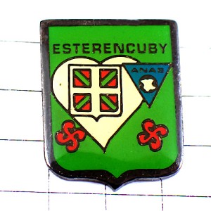 ピンバッジ・バスク地方の旗の紋章エステロンスビ BASQUE ESTERENCUBY FRANCE