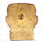 ピンバッジ・ドライブする二人カップル緑色の車シェル石油 SHELL ENGLAND