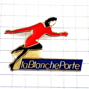 ピンバッジ・走る赤いワンピースの女の子 LA-BLANCHE-PORTE FRANCE