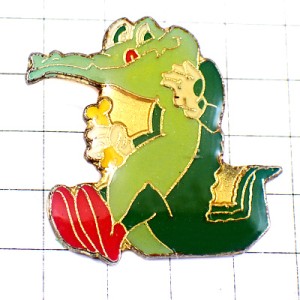 ピンバッジ・緑色のワニ鰐グリーン