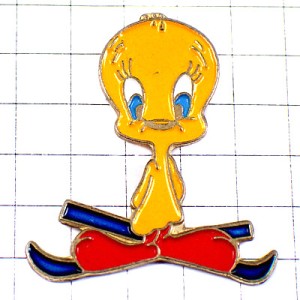 ピンバッジ・トゥイーティー漫画ワーナー鳥スキー板 TWEETY WARNER
