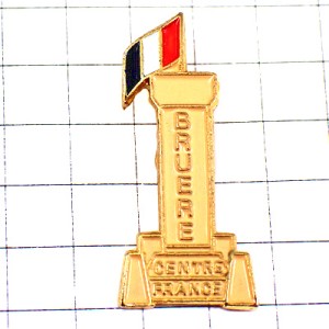 ピンバッジ・金色の塔トリコロール青白赤フランス国旗ゴールド