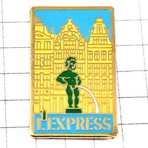 ピンバッジ・ベルギー小便小僧ブリュッセル市庁舎エクスプレス誌 BRUXELLES BRUSSEL BELGIUM MANNEKEN L-EXPRESS