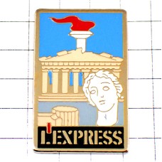 ピンバッジ・聖火ギリシャのアテネ神殿オリンポス白い彫刻エクスプレス雑誌 L-EXPRESS GREECE ATHENS