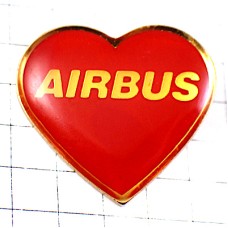 ピンバッジ・エアバス大好き飛行機ハート型 AIRBUS