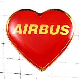 ピンバッジ・エアバス大好き飛行機ハート型 AIRBUS