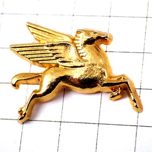 ピンバッジ・金色のペガサス翼のある馬モービル石油ゴールド MOBIL-OIL USA