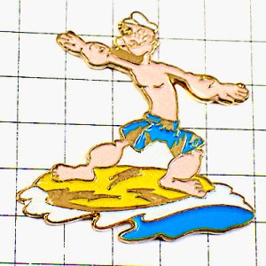 ピンバッジ・サーファーのポパイ漫画アメリカ/USAアニメ波乗りサーフィン POPEYE SURF