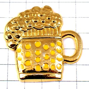 ピンバッジ・ビールジョッキ泡ゴールド金色お酒