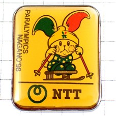 ピンバッジ・スキー兎ウサギNTTパラリンピック長野冬季オリンピック五輪1998年ビンテージ中古品 NAGANO 1998