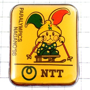 ピンバッジ・スキー兎ウサギNTTパラリンピック長野冬季オリンピック五輪1998年ビンテージ中古品 NAGANO 1998