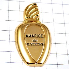 ピンバッジ・ジバンシー香水アマリージュ壜ボトル型ゴールド金色ボトル AMARIGE GIVENCHY FRANCE