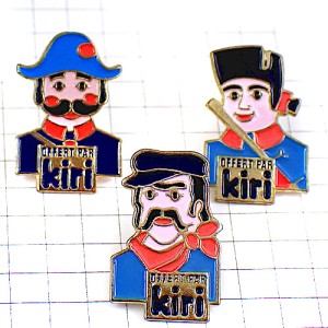 ピンバッジ・キリのチーズおもちゃの兵隊さん３個セット KIRI MARIONNETTE GUIGNOL FRANCE