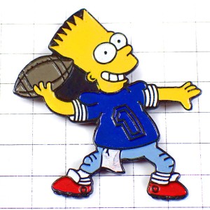 ピンバッジ・シンプソンズ一家のバートくんアメフト１アニメ漫画アメリカンフットボール THE-SIMPSONS