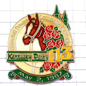 ピンバッジ・ケンタッキーダービー競馬ローズ薔薇バラの花 KENTUCKY DERBY ROSES USA