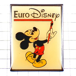 ピンバッジ・ミッキーマウス絵筆ユーロディズニー開園 MICKEY EURODISNEY DISNEYLAND-PARIS OPENING FRANCE