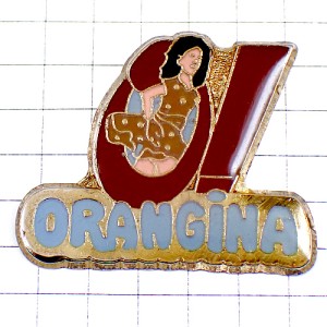 ピンバッジ・オランジーナ豹柄ミニスカート女の子 ORANGINA PINUP FRANCE